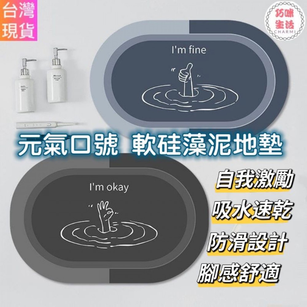 元氣口號我很好 硅藻泥軟地墊 浴室地墊 珪藻泥硅藻土矽藻土 珪藻土軟地墊 腳踏墊 瞬吸墊 吸水地墊 生日禮物
