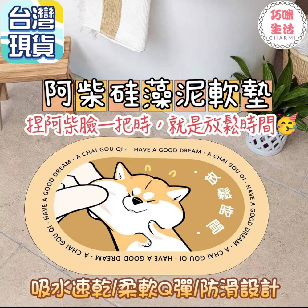 阿柴硅藻泥軟墊 柴犬吸水地墊 柴柴矽藻土軟地墊 小狗珪藻泥軟墊瞬吸墊 卡通地墊柴犬地墊 狗狗腳踏墊寵物墊 生日禮物 柯基