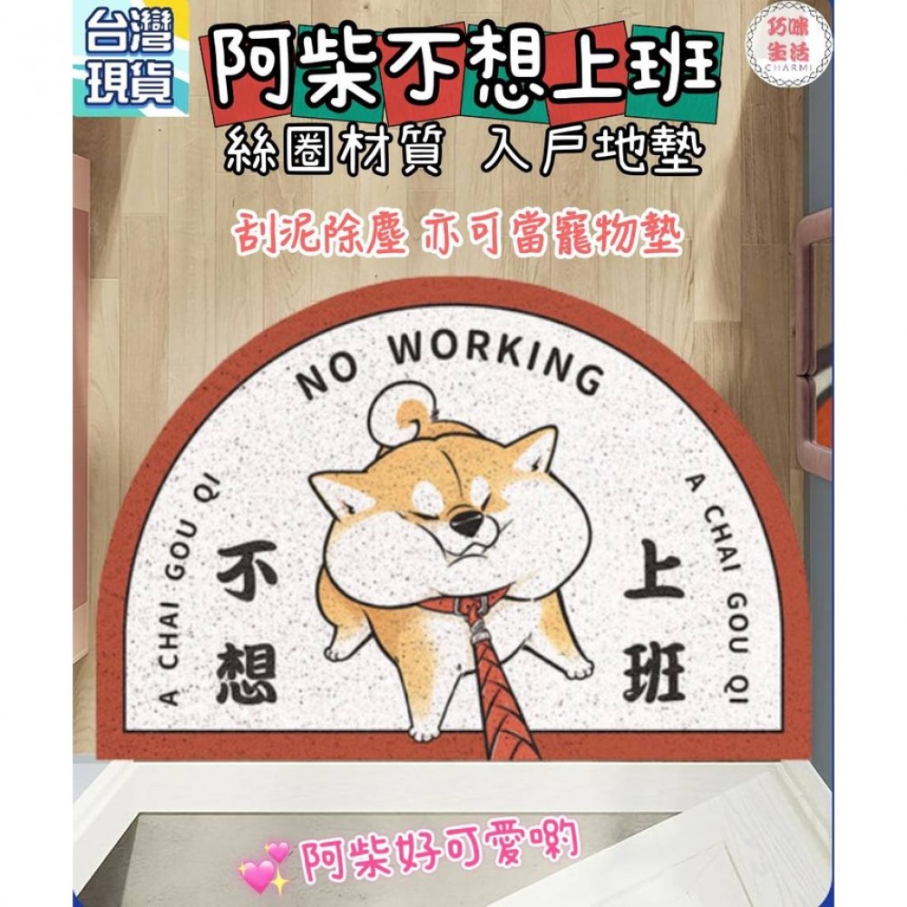 阿柴入戶地墊  柴犬絲圈地墊 柴柴PVC刮泥地墊 門口地毯 玄關地墊 進門地墊 寵物墊 門墊止滑墊 入厝禮物生日禮物