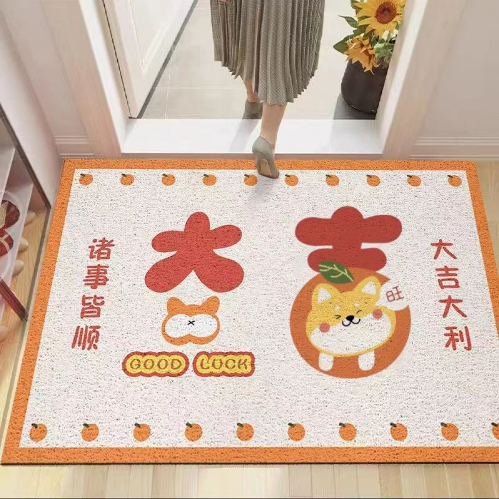 柴犬吉利進門地墊 阿柴絲圈地墊  柴柴招財地墊招財地毯 PVC刮泥地墊 門口地毯 玄關地墊  門墊止滑墊寵物墊 過年禮物